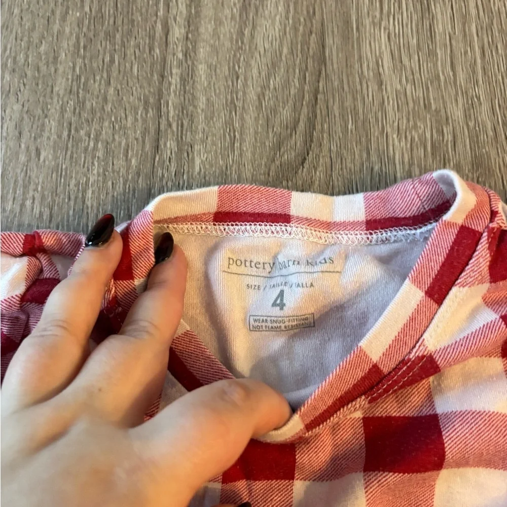Pottery Barn Kids Red and White Plaid Pajama Set